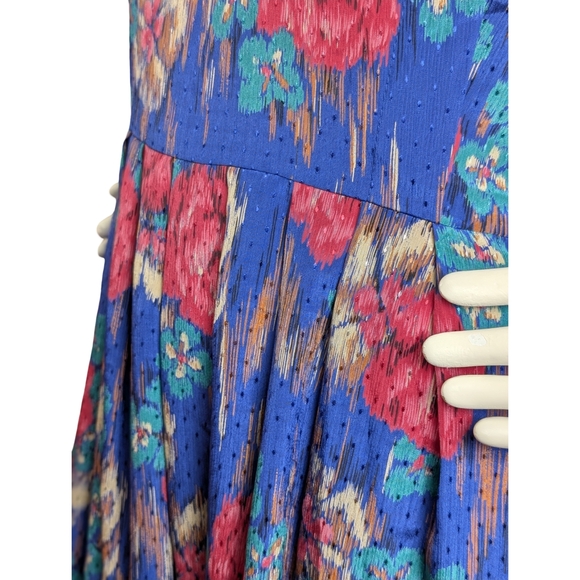 Vintage Union Made Blue Floral Dress | Long Sleeve Midi | Cottagecore, Size S - Picture 4 of 11
